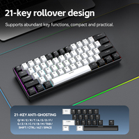 Teclado Mecánico T-WOLF T65 TKL, Teclado RGB con Cable de 61 Teclas, Teclado Mecánico para Juegos con Eje Rojo para Computadora Portátil y de Escritorio