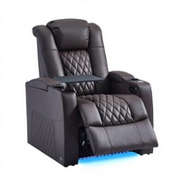 Canapé inclinable et inclinable à un siège en cuir véritable de luxe, best-seller, avec mousse à mémoire de forme, pieds en métal, pour home cinéma et salon
