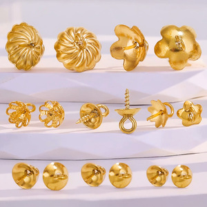 Screw Back Charm Cap | 18K PVD Gold Plated Stainless Steel Flower <b>Bead</b> Cap with Loop for DIY <b>Bracelet</b> Necklace Jewelry <b>Making</b> - Product Image 2