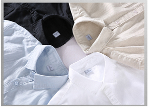 Chemise à manches courtes en coton et lin, vente chaude 2025, tissu en lin, couleur unie, col rabattu, pour hommes - Product Image 6