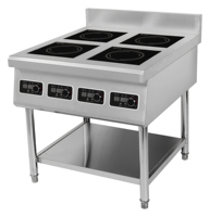 Cuisinière à induction commerciale haute puissance 3000W*4/5000W*4, technologie semi-pont verticale avec capteur et commande par bouton