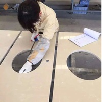 Direkayasa Hitam Putih Kristal Merah Batu Kuarsa Meja Dapur dengan Sine Wastafel Daur Ulang Bangku Batu Sabun Kaca