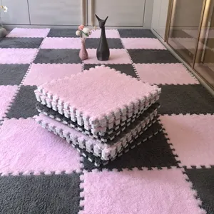 Tapis de jeu emboîtable en mousse jacquard douce et moelleuse à poils longs, 30 cm - Product Image 1