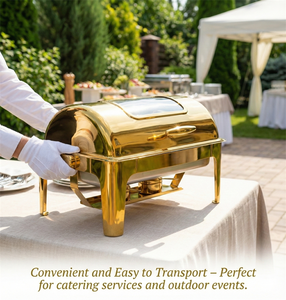 وعاء تسخين الطعام من الفولاذ المقاوم للصدأ مع غطاء زجاجي، سخان طعام للبوفيه مع وعاءين داخليين، طقم تسخين تجاري للمطاعم - Product Image 5