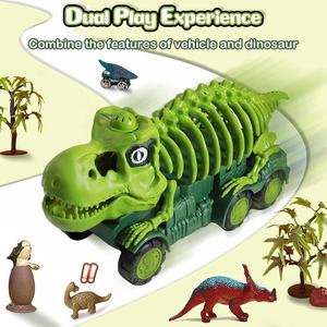 Camión transportador de dinosaurios, juguete para niños, dinosaurio, esqueleto, deslizamiento, coche, camión de transporte, figura de dinosaurio y juego de transportador de huevos con luz y sonido - Product Image 3