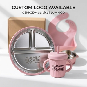 Assiette pour enfants en acier inoxydable 304 de qualité alimentaire avec <span class=keywords><strong>logo</strong></span> personnalisé, sans BPA, ensemble d'alimentation pour bébé en silicone écologique pour accessoires de bébé - Product Image 2