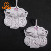 Personnalisé Luxe 925 Fine Jewelry 3D Logo Pendentif Moissanite Diamant Charmes Hip Hop Bijoux Pendentif Rappeur Hommes Bijoux