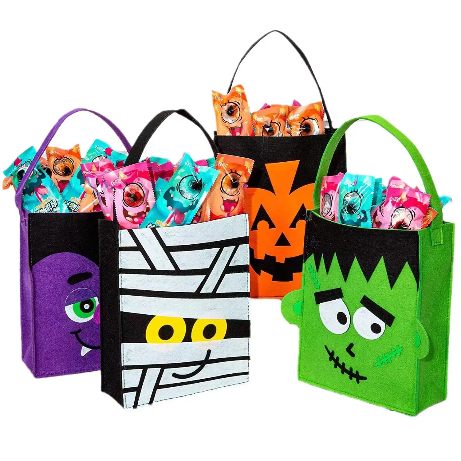 New Design Trick or Treat Halloween Gift Bag for Kids with Handle Non-woven Fabrics Candy Tote Bag Fashion Bag Women Fashion