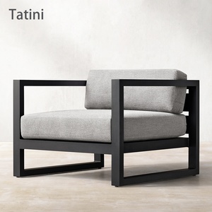Moderna Nero single-strato di Alluminio Divano Salotto di <span class=keywords><strong>Design</strong></span> Cortile Metallo Divano per esterni mobili di lusso mobili da giardino - Product Image 3