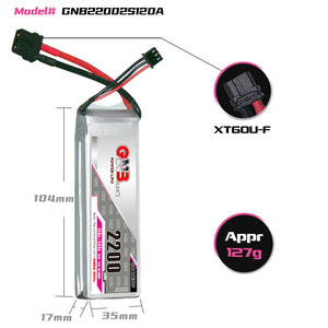 Аккумулятор LiPo GNB 2S 3S 4S 5S 6S 2200 мАч 120C для БПЛА и FPV-дронов (для комплектов дронов 3-7 дюймов) - Product Image 2