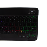SS01 baru 2024 Logo khusus Universal 10 inci Mini tipis hitam nirkabel Keyboard lampu latar menghubungkan Ponsel/Tablet plastik untuk