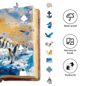 ตัวต่อจิ๊กซอว์ไม้รูปทรงแปลกตา Penguin Frozen Tale, ตัวต่อรูปสัตว์รูปทรงหนังสือ - Product Image 4