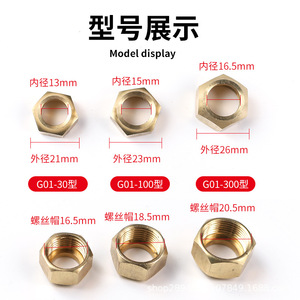 Écrous en laiton avec capuchon à vis pour chalumeau de découpe de type G01-30 100 300, pour soudage et découpe oxyacétyléniques - Product Image 1