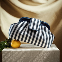 Sac à main bandoulière en lin rayé avec fermoir Kiss Lock, personnalisable avec logo, pour femme, idéal pour les fêtes, mariages et usage quotidien, fabrication ODM/OEM