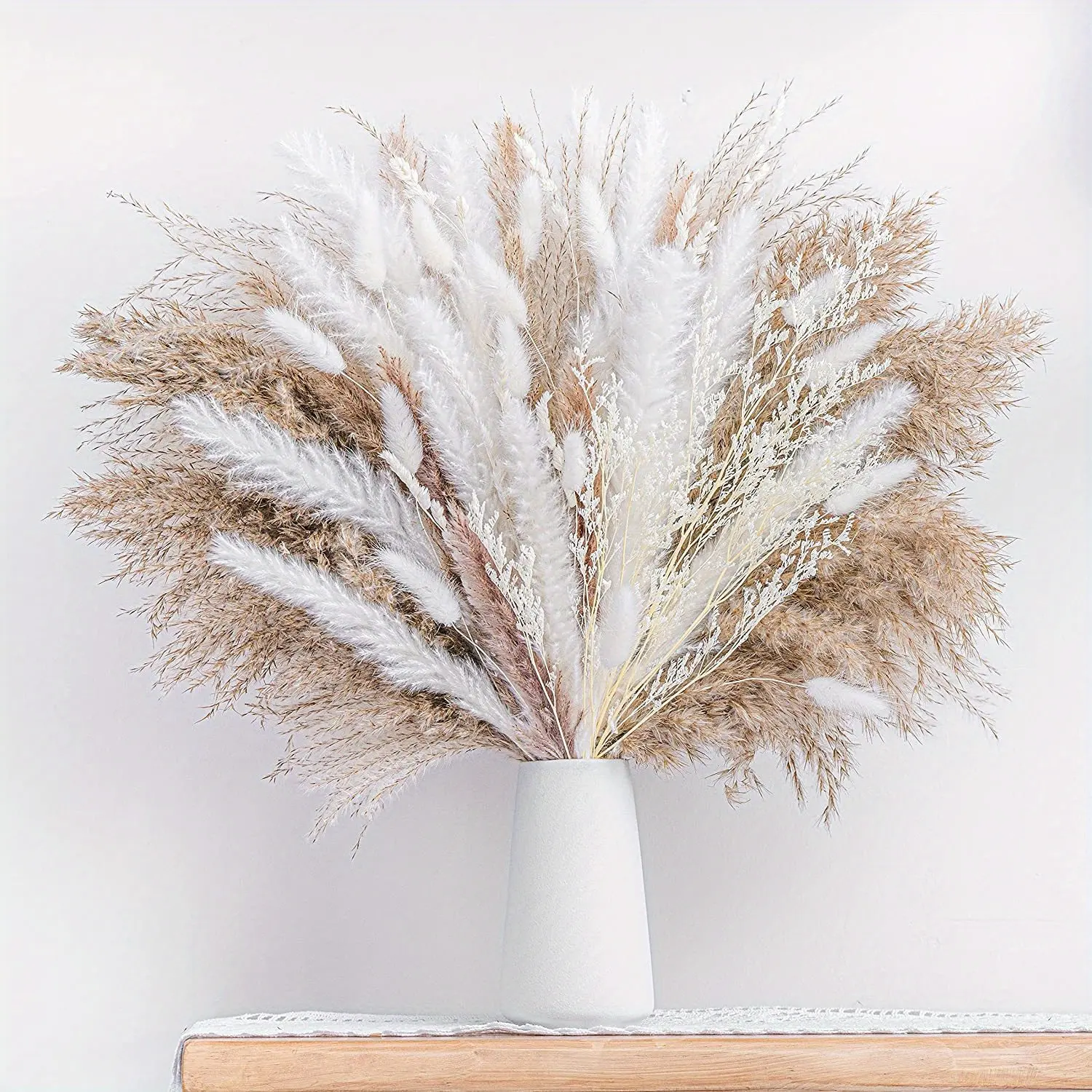 USA In Stock 50pcs White Pampas Grass Natural Dried Pompous Grass For DIY Bouquets And Floral Arrangement For Home Room Decor