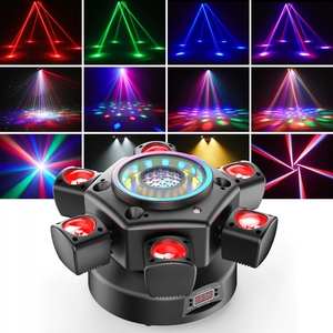 Projecteur de scène LED rotatif à 6 bras 100W, laser <span class=keywords><strong>RGB</strong></span>, stroboscope DMX512, affichage 4 chiffres, lecture automatique/activation sonore pour discothèque - Product Image 5