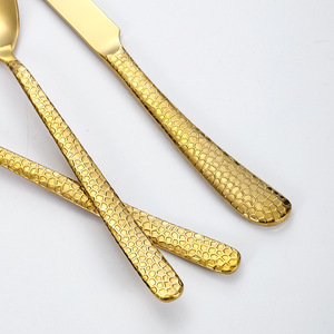 Hammered Western Style Steak Knife Fork <b>Spoon</b> Set 20 24 30 Pieces Hotel Stainless Steel Cutlery Dishwasher Safe - Product Image 3