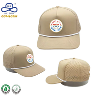Fabricant de chapeaux BSCI, chapeaux de camionneur à 5 panneaux en tissu de coton avec logo personnalisé, corde et logo en silicone pour événements sportifs