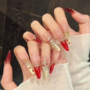 <span class=keywords><strong>Uñas</strong></span> Postizas <span class=keywords><strong>Navideñas</strong></span> Pintadas a Mano con Corazón y Ojo de Zirconia, Acrílicas, Hechas a Mano, de Alta Calidad, Venta al Por Mayor - Product Image 1