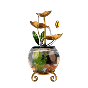 Fontaine d'eau en métal doré avec <span class=keywords><strong>aquarium</strong></span> silencieux Mini <span class=keywords><strong>Aquarium</strong></span> pour le nouvel an Cadeau pour la maison Décoration <span class=keywords><strong>de</strong></span> bureau - Product Image 2