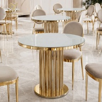 Tables de mariage en acier inoxydable doré durable avec plateau en verre miroir, mobilier d'hôtel moderne pour événements extérieurs - Vente en gros