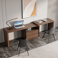 Bureau d'ordinateur double coin pour la maison, la chambre ou le bureau, bureau d'étude pour étudiants avec surface d'écriture télescopique longue, en bois
