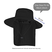 Topi hitam matahari untuk pria wanita, dengan tutup leher UPF 50 + perlindungan UV tepi lebar topi Bucket Safari memancing mendaki