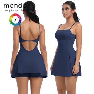 Vente en gros de haute qualité robe de tennis de gymnastique à col carré bretelles réglables robe de golf sexy à dos en V pour femmes - Product Image 4