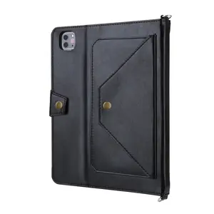 Bolsa de proteção luxuosa para tablet, alça de ombro com zíper e porta-cartões em couro PU, para iPad 10 2022 Pro 11