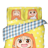Vente flash - Ensemble de housse de couette imprimée pour lit double 4 pièces avec des personnages de dessins animés pour filles