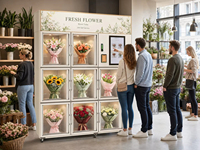 Kiosco Expendedor de Ramos de Flores Frescas, Máquina Expendedora Automática de Flores Refrigerada de 9 Puertas con Iluminación LED y Control de Temperatura