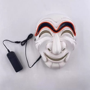 Máscara <span class=keywords><strong>de</strong></span> neón con luz LED, máscara brillante <span class=keywords><strong>de</strong></span> terror, accesorios <span class=keywords><strong>de</strong></span> cosplay <span class=keywords><strong>de</strong></span> Money Heist para hombre y mujer, suministros para disfraces <span class=keywords><strong>de</strong></span> halloween - Product Image 4