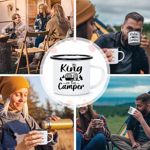 King of the Camper Taza de esmalte 350ml Regalos para acampar Accesorios para caravanas y regalos de tazas para <span class=keywords><strong>novio</strong></span> con eslogan - Product Image 2