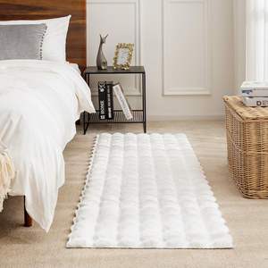 <span class=keywords><strong>Tapis</strong></span> de sol moderne rectangulaire en fourrure de lapin <span class=keywords><strong>blanc</strong></span> en peluche, lavable, antidérapant, pour salon, chambre à coucher, chambre d'enfant, chambre d'adolescent - Product Image 1