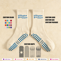 Chaussettes antidérapantes pour Pilates et Yoga, personnalisées avec broderie, à volants, respirantes pour femmes