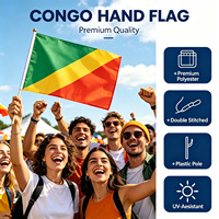 Logo personnalisé Polyester 14*21cm Sports d'extérieur à impression numérique Bhoutan Mini Little the Republic of Congo Drapeaux agités à la main