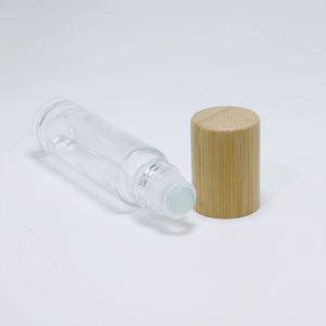 Frosted Glass Essence <b>Oil</b> <b>Bottle</b> 5ml 10ml Round Bamboo Cap Roll-on Seal for Cream Water Perfume Serum Skin Care - Product Image 4
