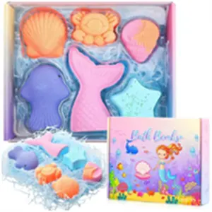 Custom Wholesale Bath Fizzy Ball Bath Bombs Shower Salts Explosion Mermaid Ball Set Bubble Bath Soak Exquisite Packaging Gift