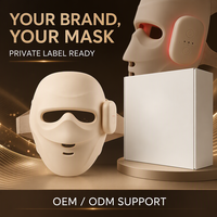 Masque facial LED sans fil 3D OEM à 7 couleurs pour thérapie NIR rouge, en silicone pour le visage entier