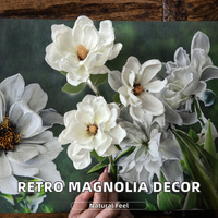 Dekorasi Meja Bunga Sutra Buatan Magnolia 3 Kepala Gaya Retro Flower World untuk Wisuda - Dapat Digunakan Kembali & Tahan Lama