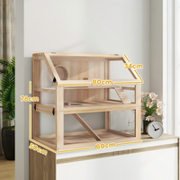 Cage à hamster moderne en bois écologique avec toit ouvrant, rampe et enclos de observation pour petits rongeurs