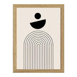 Midcentury Modern Abstract <b>Framed</b> <b>Wall</b> <b>Art</b> Print Black Frame Geometric Brown Beige Canvas Poster - Product Image 3