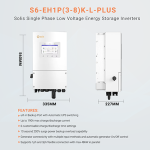 Onduleur solaire hybride monophasé 10 kW, puissance de crête 200 %, étanche IP66, avec fonction UPS 10 ms pour stockage domestique - Product Image 2