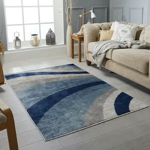 Modern Small & Large Living Room Rugs Blue Navy Bedroom Rug Cheap Carpet Mat