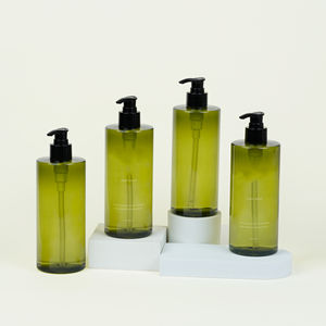 300ml 500ml botella de Gel de ducha transparente verde brillante hombro plano plástico 10oz 16oz botella de champú cuerpo era botella de loción - Product Image 2