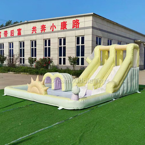 สไลเดอร์เป่าลมสีพาสเทลพร้อมสระว่ายน้ำบ้านปราสาทดีไซน์ใหม่สำหรับเด็ก - Product Image 2