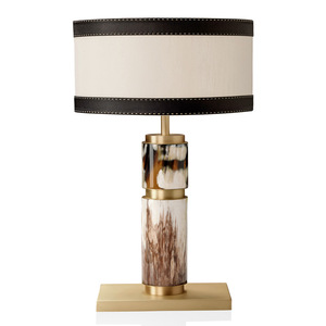 Lampe de table E27 LED 220V, base dorée, abat-jour à motif de corne, décoration pour chambre à coucher et salon - Product Image 1