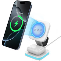 Support de chargeur sans fil magnétique rapide 3-en-1 15W compatible avec les écouteurs de montre pour iPhone; QC2.0 PD Smart Caractéristiques; Entrée 9V/2A 2A 1A