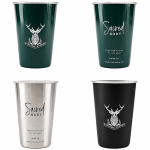 Bicchieri Impilabili in Acciaio Inossidabile 9oz-24oz, Infrangibili e Lavabili in Lavastoviglie, Tazze in Metallo con Logo Personalizzato per Eventi all'Aperto - Product Image 1