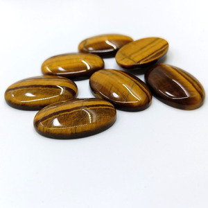 Cabochon Ovale in Occhio <span class=keywords><strong>di</strong></span> Tigre Naturale, Liscio e Lucido, Chatoyant, con Fondo Piatto per Creazione <span class=keywords><strong>di</strong></span> Anelli, Ciondoli e Gioielli - Product Image 1